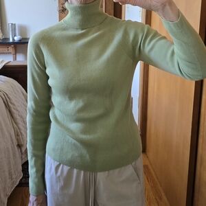 Pistachio Wool Green Turtleneck Sweater | Small
